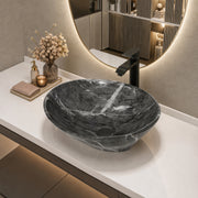 Plantex Ceramic Basin for Bathroom/Table Top Ceramic Basin/Washbasin for Bathroom (BOAT-NS-551-Marble Finish, 16 x 13 x 5.5 Inch)