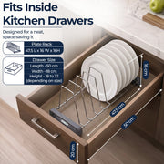 Plantex Durable Stainless Steel Plate Stand for Kitchen Cabinet/10 Slot Plate Oraganizer for Kitchen/8 Inch Thali Stand with Anti-Scratch Base(Size-8Inches, Slot- 10, Pack of 1)