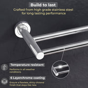 Plantex Stainless Steel Heavy and Sturdy Dual Towel Rod for Bathroom/Towel Hanger/Towel Holder/Bathroom Accessories (24-inch) Chrome Finish