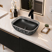 Plantex Wash Basin for Bathroom/Ceramic Table Top Washbasin/Countertop Vessel Sink Basin - Indo-European Collection (EQTT-521,18 x13x 5 Inch)