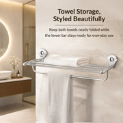 Plantex Stainless Steel 4pcs Bathroom Accessories Set- Towel Rack/Tumbler Holder/Soap Dish Stand/Napkin Ring/Bathroom Organiser Set of 4(Chrome)