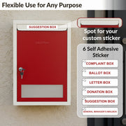 Plantex All in 1 Multipurpose Big Size Letter/Complaint/Suggestion/Donation Box with Lock - Table Top or Wall Mount (Red & Ivory)