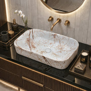 Plantex Tabletop Wash Basin for Bathroom/Designer Ceramic Basin/Rectangle Countertop Wash Basin/Home/Office (22 x 14 x 5 Inch)