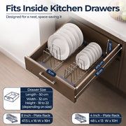 Plantex Stainless Steel Thali Stand/Plate Rack-Stand/Dish Rack/Plate Fixer for Modular Kitchen/Tandem Box Accessories- Set of 2 (Chrome)