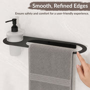 Plantex Stainless Steel Napkin Ring with Soap Dispenser for Bathroom/Bathroom Towel Hanger for Wall/Towel Ring Bathroom Accessories - Pack of 1 (Black)