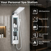 Plantex Shower Panel for Bathroom with Hand Shower/Body Massage Jets/Showerhead/304 Grade Stainless Steel Showers System with Hot & Cold Mixer (KM-8103-Chrome)