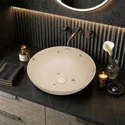 Plantex Wash Basin/Ceramic Table Top Wash Basin/Designer Countertop Basin for Bathroom/Restaurants/Hotel (Khakhi - 16 x 16 x 5 Inch)