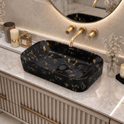 Plantex Tabletop Wash Basin for Bathroom/Designer Ceramic Basin/Rectangle Countertop Wash Basin/Home/Office (21.5 x 14 x 4.5 Inch)