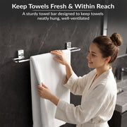 Plantex 304 Grade Stainless Steel 24 inch Towel Hanger for Bathroom/Hand Towel Holder/Single Towel Rod/Bathroom Accessories, Crystal (Chrome)