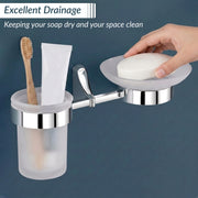 Plantex Rich Brass Bathroom Accessories - Unique Tooth Brush Holder/Tumbler Holder/Toothpaste Holder(Chrome)
