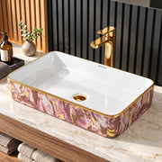 Plantex Ceramic Counter Top Washbasin for Bathroom/Table Top Wash Basin/Rectangle Bathroom Sink for Restaurant/Hotel (24 x 14 x 5 Inch)