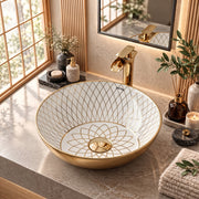 Plantex Table Top Wash Basin For Bathroom/Designer Ceramic Basin/Countertop Vessel Sink Basin - Indo-European Collection (NC-664, 16 x 16 x 5 Inch)