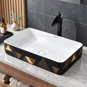 Plantex RectangularTable Top Wash Basin For Bathroom/Designer Ceramic Basin/Countertop Vessel Sink Basin - Indo-European Collection (24 x 14 x 5 Inch)