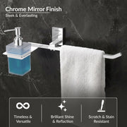 Plantex 304 Grade Stainless Steel Liquid Soap Dispenser/Shampoo Dispenser/Napkin Ring/Towel Holder for Bathroom/Bathroom Accessories - Crystal (1420-Chrome)