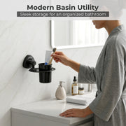 Plantex J4 Stainless Steel Toothbrush Holder for Bathroom/Toothbrush Stand for Bathroom/Tumbler Holder/Bathroom Accessories (PVD Black Finish) Angel