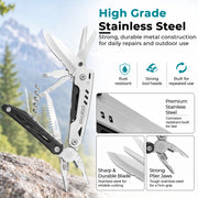 Plantex Stainless Steel Multitool Pliers with Screwdriver Bit Set & Sheath/Heavy Duty EDC Pocket Hand Tool for Outdoor & DIY Home (Black, MQ039DG)
