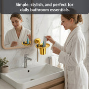 Plantex J4 Stainless Steel Toothbrush Holder for Bathroom/Toothbrush Stand for Bathroom/Tumbler Holder/Bathroom Accessories (PVD Gold Finish) Onix