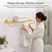 Plantex 304 Grade Stainless Steel 24-Inch Bathroom Towel Rack/Towel Bar/Towel Stand/Towel Rod/Bathroom Accessories (Crystal - PVD Gold)