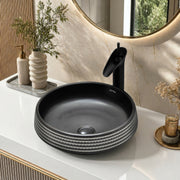 Plantex Ceramic Table Top Washbasin/Designer Round Wash Basin/Countertop Bathroom Basin/Sink for Bathroom(15 x 15 x 5.5 Inch)