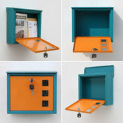 Plantex GI Steel Letter Box/Complaint Box/Small Suggestion Box for Office/Post Box for Home/Wall Mount Mail Box - (Green & Orange)