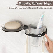 Plantex Soap Dish with Tumbler Holder for Bathroom/Stainless Steel Glass soap Holder wtih Toothbrush Stand/Bathroom Accessories - Pack of 1 (Black)