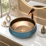 Plantex Ceramic Round Washbasin for Bathroom/Designer Tabletop Wah Basin/Counter Top Basin/Vessel Sink for Hotel/Restaurant/Living Room(NC-642,16 x 16 x 6.5 Inch)