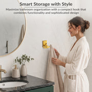 Plantex 304 Grade Stainless Steel Robe Hook/Cloth Towel Hanger/Door Hanger Hook/Bathroom Accessories - Pack of 1 (Crystal, PVD Gold)