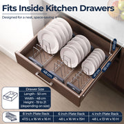 Plantex Stainless Steel Thali Stand/Saucer/Plate Rack/Dish Rack/Plate Fixer for Modular Kitchen/Tandem Box Accessories - Set of 3 (Chrome)