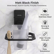 Plantex 304 Garde Stainless Steel Tooth Brush Holder/ABS Tumbler Stand/Bathroom Accessories - Darcy (Black)