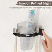 Plantex Tumbler Holder for Bathroom/Stainless Steel Glass Toothbrush Holder/Toothpaste/Razor Holder/Bathroom Accessories - Pack of 1 (Black)