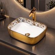 Plantex Ceramic Basin for Bathroom/Table Top Ceramic Wash Basin/Washbasin for Bathroom (14 x 10 x 5 Inch)