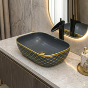 Plantex Table Top Wash Basin For Bathroom/Designer Ceramic Washbasin/Countertop Vessel Sink Basin - Indo-European Collection (EQTT-468, 18 x 13 x 5 Inch)