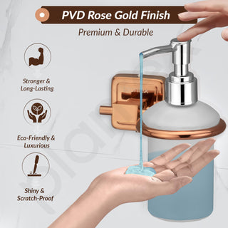 Plantex 304 Grade Stainless Steel Liquid Soap Dispenser for Kitchen/Soap Dispenser Wall Mount for Bathroom Accessories- Decan (Rose Gold)