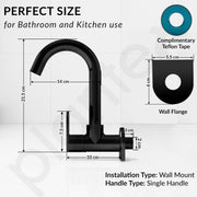 Plantex Pure Brass Kitchen Sink Tap with 360° Swivel Spout/Kitchen Tap with Water Saving Aerator - 7 Year-Warranty (ORN-210, Black)
