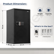 Plantex 106 Ltr. Safe Locker For Home/Digital Locker/Electronic Safety Locker with Master & User Dual Code Access with Emergency Key/2 Years Warranty By Plantex (Black)