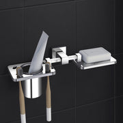 Plantex 304 Grade Stainless Steel Splash Soap and Brush Holder/Soap Dish/Toothbrush Holder/Bathroom Accessories - Chrome
