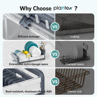 Plantex Kitchen Storage Rack/Aluminium Fold Flat Dish Drying Rack/Household Kitchen Bowls and Plates Organizers/Utensil Storage Holder - (Silver & Grey)