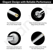 Plantex 12-Inch Round Cross Shower Arm for Overhead Shower/Stainless Steel Shower Pipe/Wall Mount Bathroom Fitting with Â½-Inch Thread - Pack of 1 (Chrome)