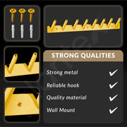 Plantex Wall Hooks for Hanging Cloth/Stainless Steel Towel Hangers/Bathroom Robe Hooks/Door Hangers/Square Wall Hook/Hook Rail for Hanging Keys - 8 Hooks (Pack of 1, PVD Gold)