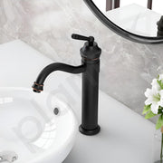 Plantex Pure Brass Basin tap/Single Lever Pillar tap for Wash Basin/Mixer tap hot and Cold- (7077-Black)