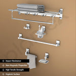 Plantex High Grade Stainless Steel Folding Towel Rack with Stainless Steel 304 Grade Darcy Bathroom Accessories Set 5pcs (Towel Rod/Napkin Ring/Tumbler Holder/Soap Dish/Robe Hook)
