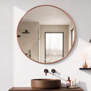 Plantex Aluminium Frame Mirror for Wall/Round Wall Mount Mirror for Bedroom/Dressing Room/Living Room/Entryway - (DIA-24in - Rose Gold)