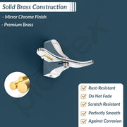 Plantex Brass Robe Hook for Bathroom/Hooks for Clothes Hanging/Wall Hanging Hook/Cloth Hanger for Wall/Bathroom Accessories (Chrome)