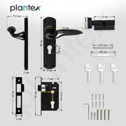 Plantex Heavy-Duty Door Lock Handle Set/Main Door Lock with 6-Lever Lock Mechanism/Mortise Lock with 3 Keys, Brass Lockbody & Cylinder (8134 - DC-Black & Z-Black)