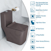 Plantex Commode for Toilet/Rimless Ceramic Western Commode/6D Siphonic Tornado Western Toilet with Soft Closing Toilet Seat - S Trap Outlet (M03, Brown)