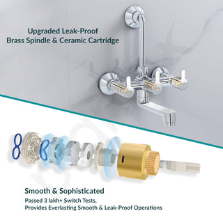 Plantex Brass Wall Mixer for Bathroom with L-Bend Connector for Overhead Shower/Mixer Tap/Wall Mixer for Bathroom 2 in 1 with 7 Year Manufacturer's Warranty(FLO-818-Chrome)