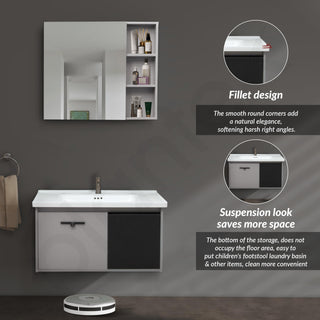 Plantex Unbreakable Plywood Vanity Set for Bathroom/Undermount Wash Basin with Cabinet Full Set/Bathroom Organizer with Mirror, Coupling & Cabinet (NZBC-11)