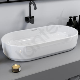 Plantex Platinum Ceramic Wash Basin/Basin for Bathroom/Tabletop Wash Basin/Bathroom Basin (White, 28 x 14.5 x 6 Inch)