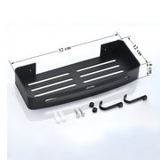 Plantex Aluminium Folding Towel Rack with Swivel Towel Rod/Bathroom Organizer/Towel Hanger with Hook/Bathroom Shelf for Wall/Bathroom Accessories – Combo (Black)