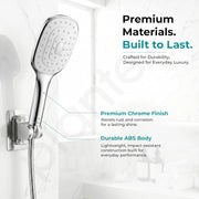 Plantex ABS Hand Shower for Bath/Self Cleaning Hand Shower/Rectangle Shower Head for Home & Hotel/Handheld Shower Without Hose Pipe - (Chrome, H326)